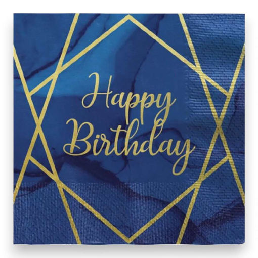 Picture of NAVY & GOLD GEODE HAPPY BIRTHDAY PAPER NAPKINS - 16 PACK